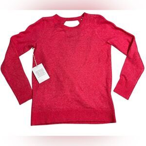 LOFT Hot Pink Open Back Faux Wrap Limited Edition Long Sleeve Sweater